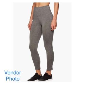 Reebok High Rise Capri Leggings Yoga Pants (Grey, Large)